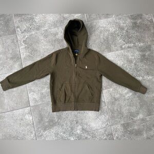 Polo Ralph Lauren boys zip up jacket size medium Olive Green Hoodie